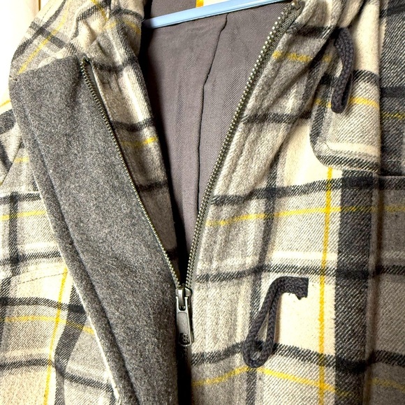 Old Navy Wool Blend Plaid Hooded Peacoat Zipper and Toggles Womens Sz XXL Warm - Picture 3 of 5